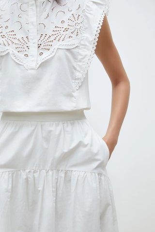 Suncoo Flavie Embroidered Skirt - White