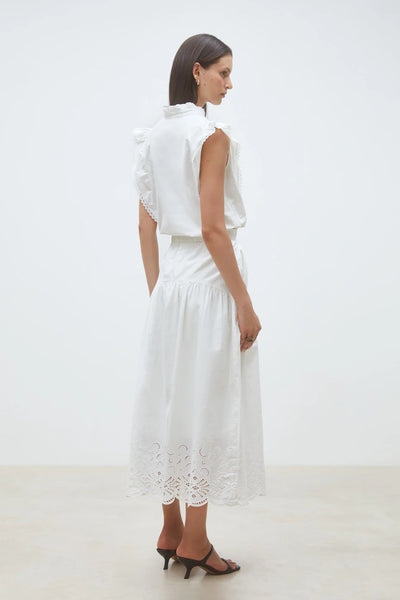 Suncoo Flavie Embroidered Skirt - White