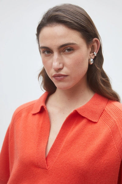 SUNCOO Privaro Knitted Short Sleeve Polo - Geranium