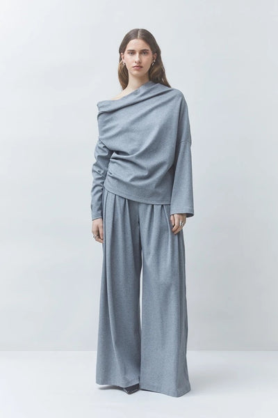 Suncoo Wide Cotton Fleece Trousers - Grey