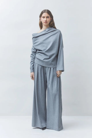 Suncoo Wide Cotton Fleece Trousers - Grey