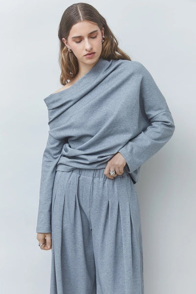 Suncoo Wide Cotton Fleece Trousers - Grey