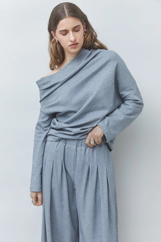 Suncoo Wide Cotton Fleece Trousers - Grey