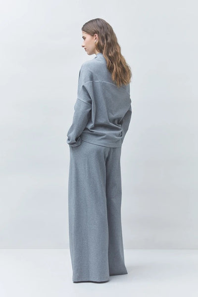 Suncoo Wide Cotton Fleece Trousers - Grey