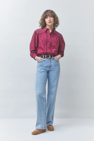 Suncoo Lucky Embroidered Cotton Blouse - Bourgogne