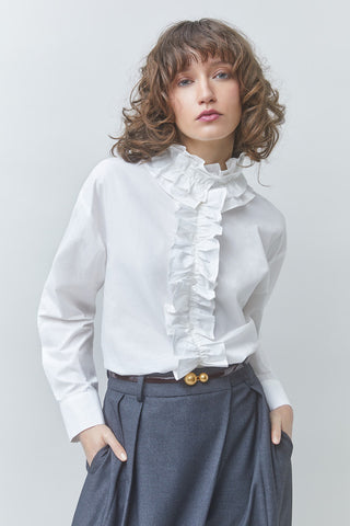 Suncoo LUCIE Frill Collar Shirt - White