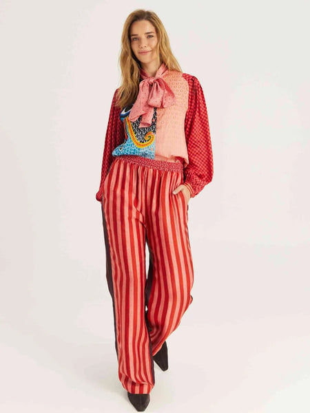 Me369 Nola Red Aura Printed Bow Shirt - Red Aura
