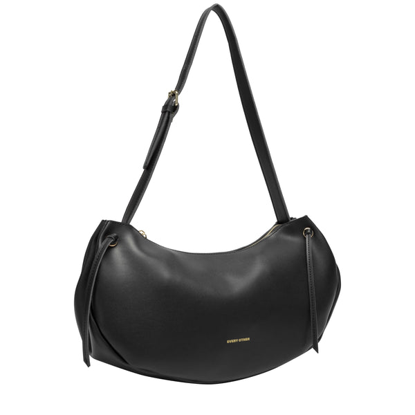 Every Other Bags Single Strap Large Slouch Zip Shoulder Bag - Black