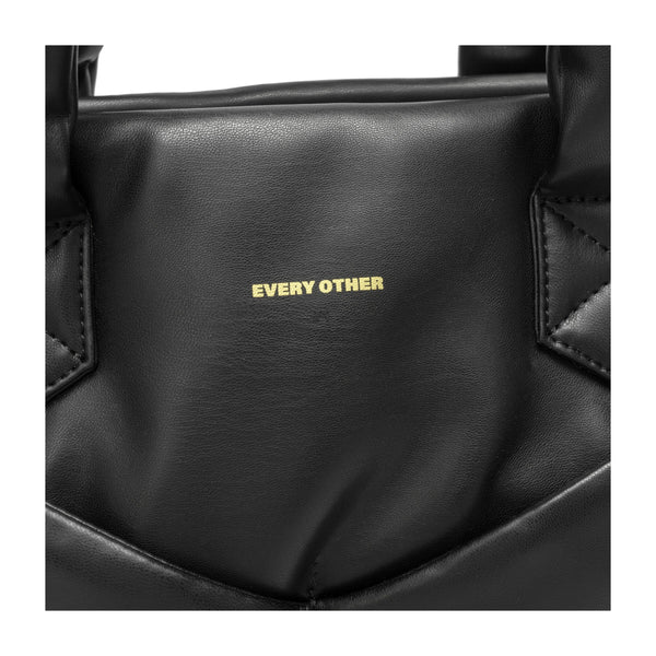 Every Other Wide Twin Strap Pocketed Tote - Black