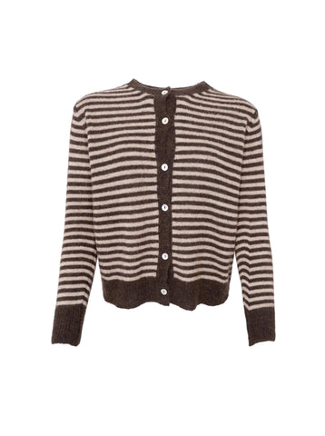 Black Colour BCDell Striped Knit Cardigan - Coffee