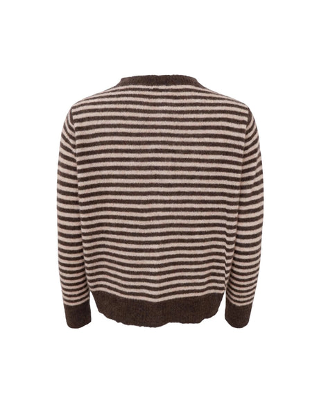 Black Colour BCDell Striped Knit Cardigan - Coffee