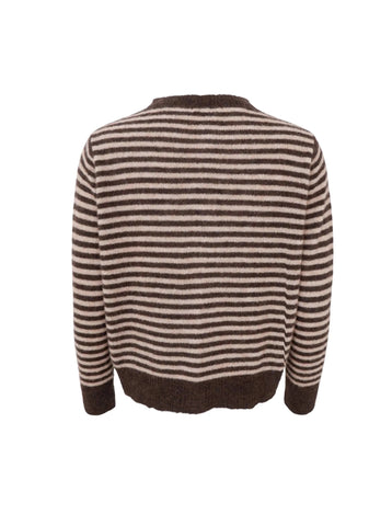Black Colour BCDell Striped Knit Cardigan - Coffee