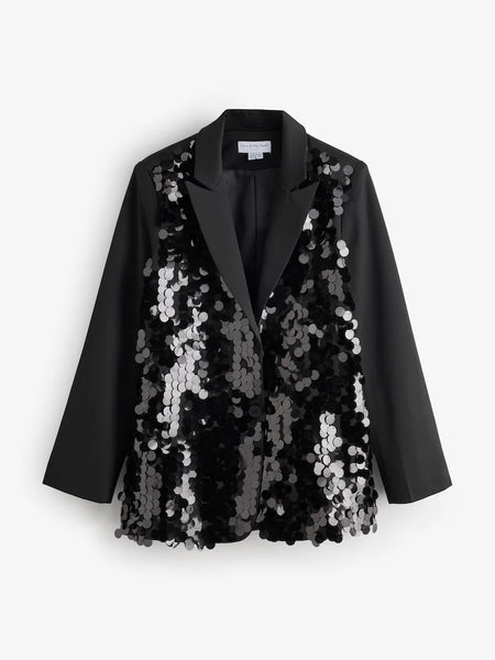 Never Fully Dressed Black Sequin Blazer