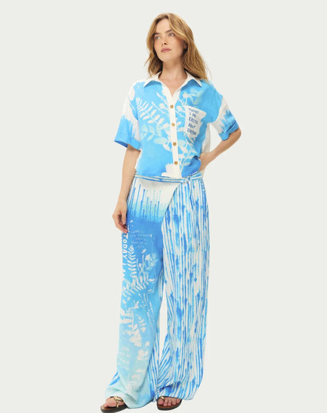 Me369 Aria Cropped Linen Shirt - Indigo