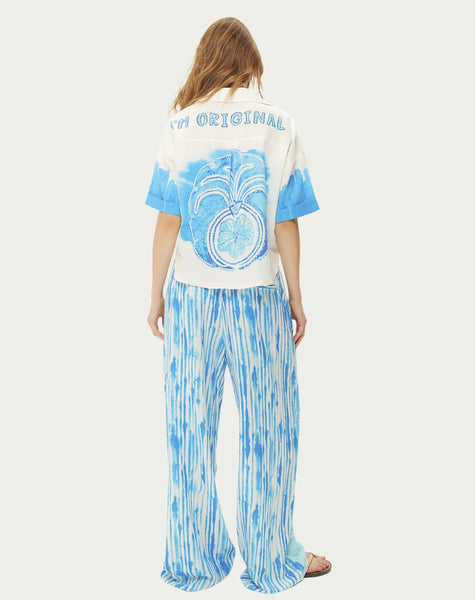 Me369 Aria Cropped Linen Shirt - Indigo