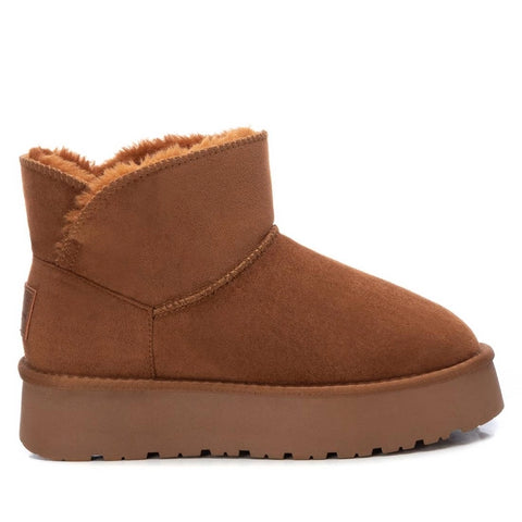 Faux Sheerling Ankle Boot - Camel