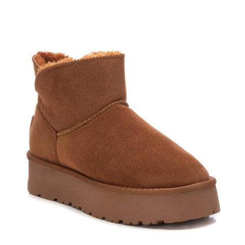 Faux Sheerling Ankle Boot - Camel