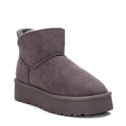 Faux Sheerling Ankle Boot - Grey