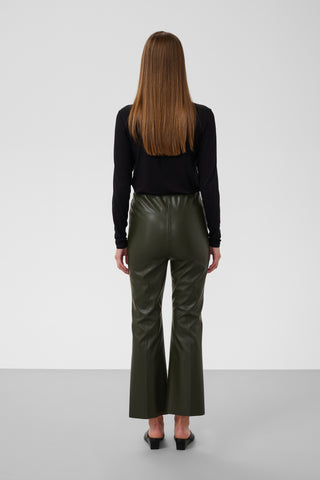 Soaked In Luxury SLKaylee PU Kickflare Pants - Khaki