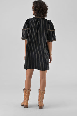 ORFEO Rita Broiderie Short Dress - Black