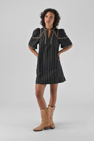 ORFEO Rita Broiderie Short Dress - Black