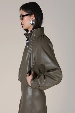 VI.VE.RE Salomi Faux Leather Jacket - Taupe