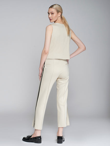 VILAGALLO Side Stripe Stretch Trouser - Creme