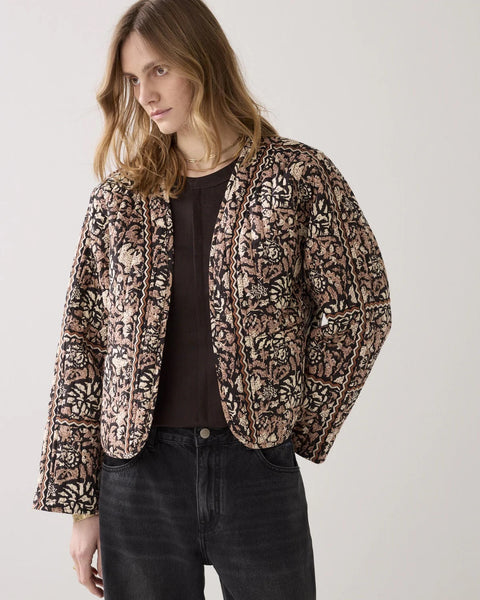 Summum Woman Blockprint Reversible Jacket - Black