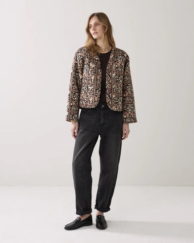 Summum Woman Blockprint Reversible Jacket - Black