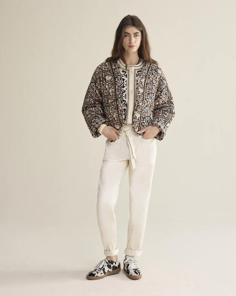 Summum Woman Blockprint Reversible Jacket - Black