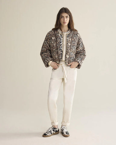 Summum Woman Blockprint Reversible Jacket - Black