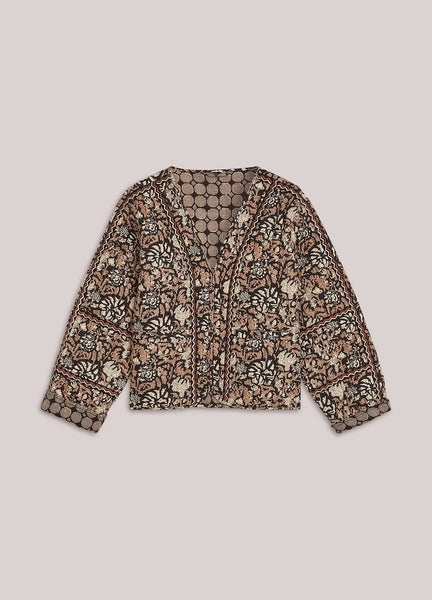 Summum Woman Blockprint Reversible Jacket - Black