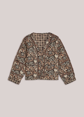 Summum Woman Blockprint Reversible Jacket - Black