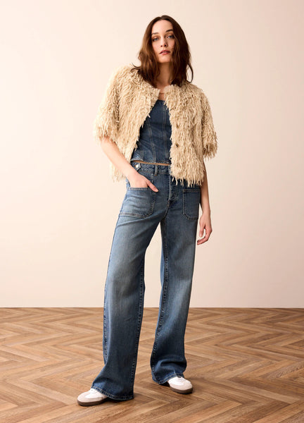 Summum Faux Feather Jacket - Creme