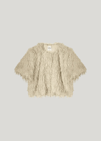 Summum Faux Feather Jacket - Creme