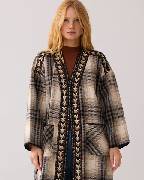 Summum Woman Mid-Season Bohemian Jacket - Big Check