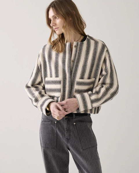 Summum Woman Reversible Striped Jacket - Black