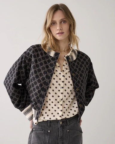 Summum Woman Reversible Striped Jacket - Black