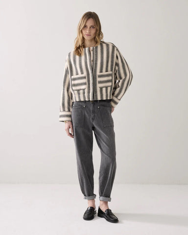 Summum Woman Reversible Striped Jacket - Black