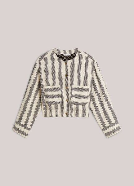 Summum Woman Reversible Striped Jacket - Black