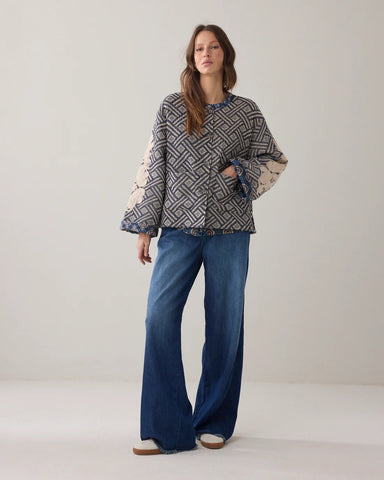 Summum Woman Reversible Embroidered Jacket - Midnight Blue