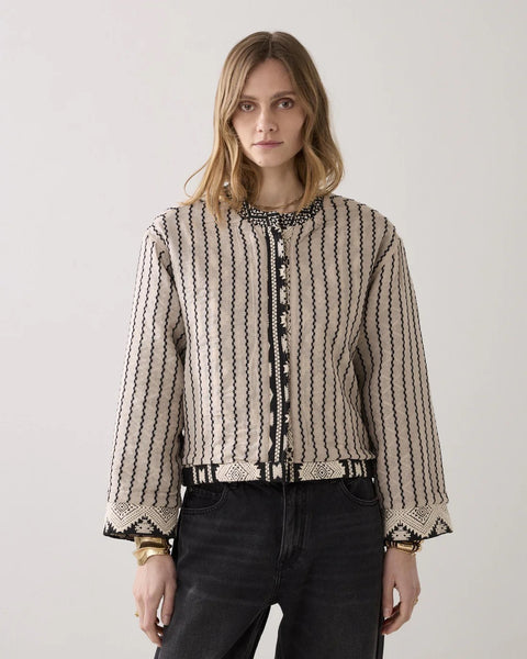 Summum Woman Reversible Kimono Jacquard Jacket - Black