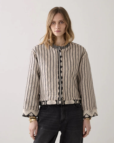 Summum Woman Reversible Kimono Jacquard Jacket - Black