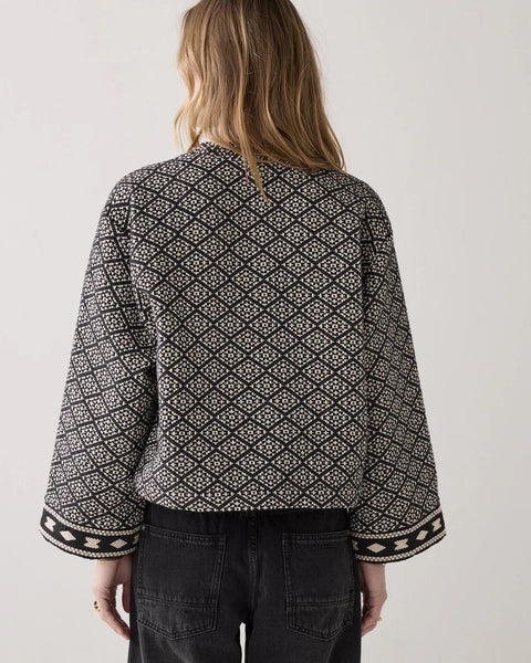 Summum Woman Reversible Kimono Jacquard Jacket - Black