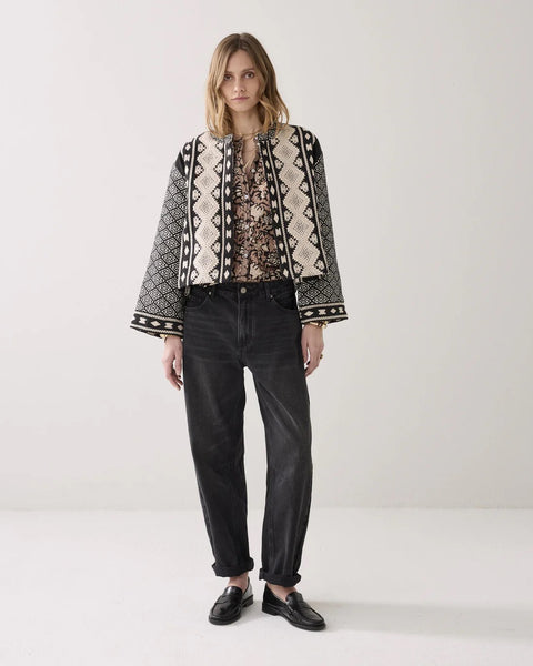 Summum Woman Reversible Kimono Jacquard Jacket - Black