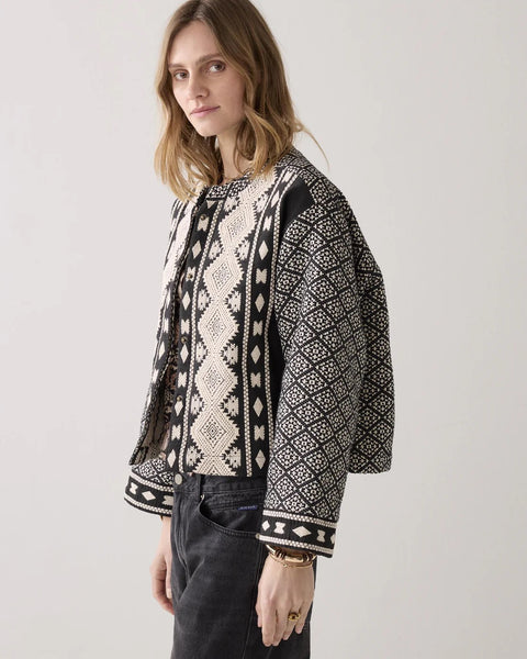 Summum Woman Reversible Kimono Jacquard Jacket - Black