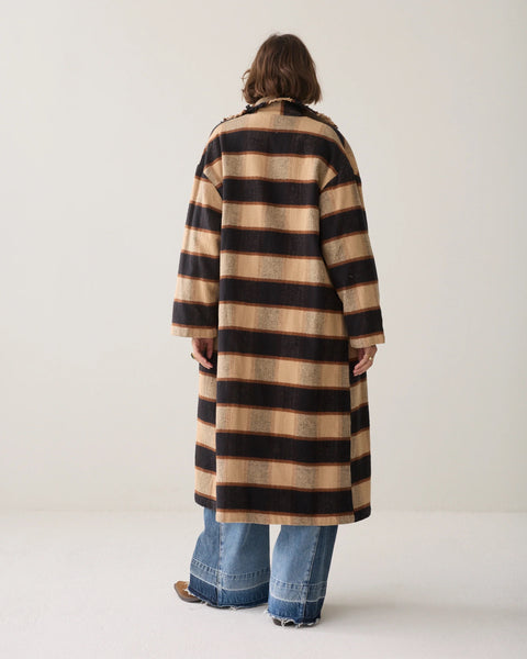 Summum Woman Long Check Coat - Check