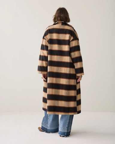 Summum Woman Long Check Coat - Check