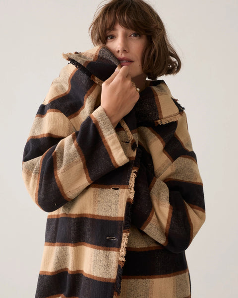 Summum Woman Long Check Coat - Check