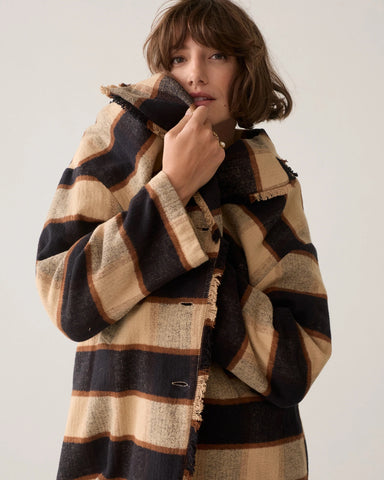 Summum Woman Long Check Coat - Check